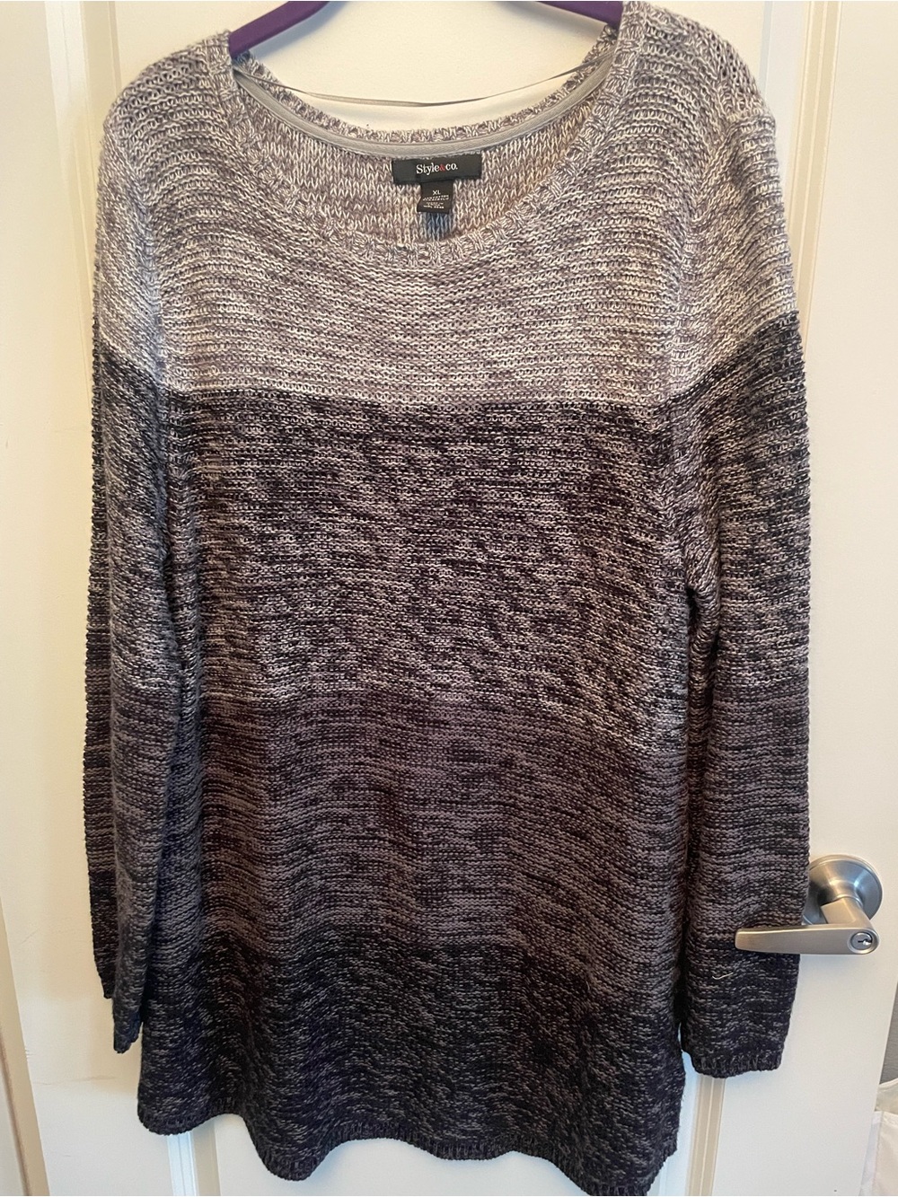Style & Co. Gray Ombre Crewneck Sweater